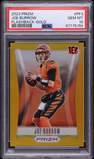 2023 Panini Prizm Flashback Gold Joe Burrow /10 #PF3 PSA 10 GEM MINT graded card