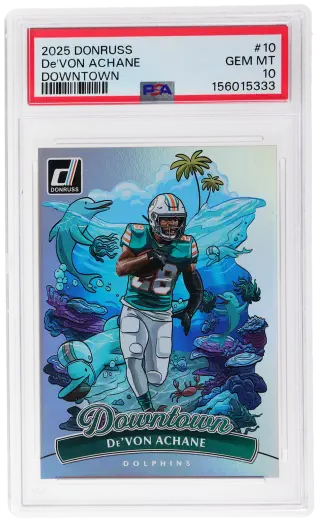 2025 Donruss Downtown De'Von Achane #10 PSA 10 graded card
